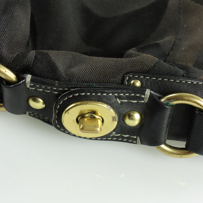 COACH Carly Signature Black Canvas Leather Hobo Shoulder Bag 10619