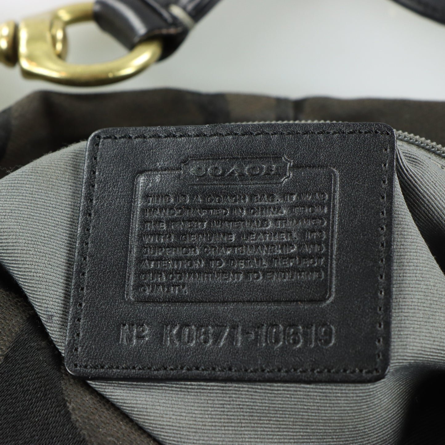COACH Carly Signature Black Canvas Leather Hobo Shoulder Bag 10619