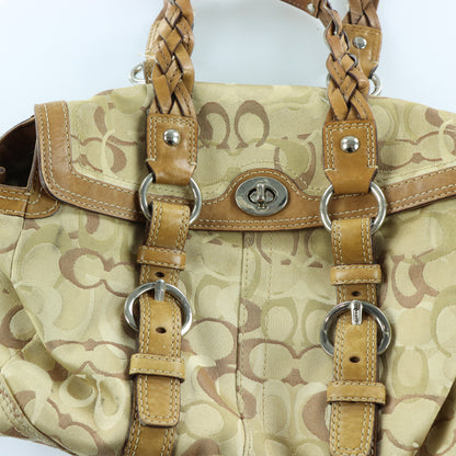 COACH Chelsea Signature Satchel Brown Braided Strap Shoulder Handbag 10995