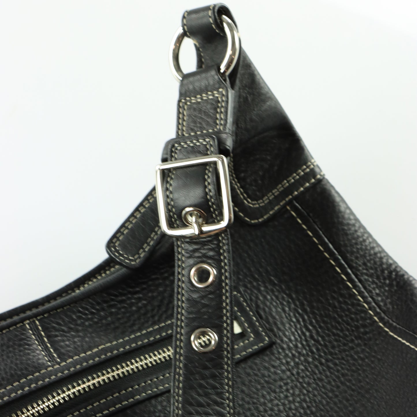 COACH Hamilton Black Pebble Leather Turn-Lock Hobo Bag F13956
