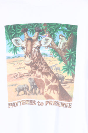 'Patterns to Preserve' Human-i-Tees Giraffe Safari Animals Tee (M)
