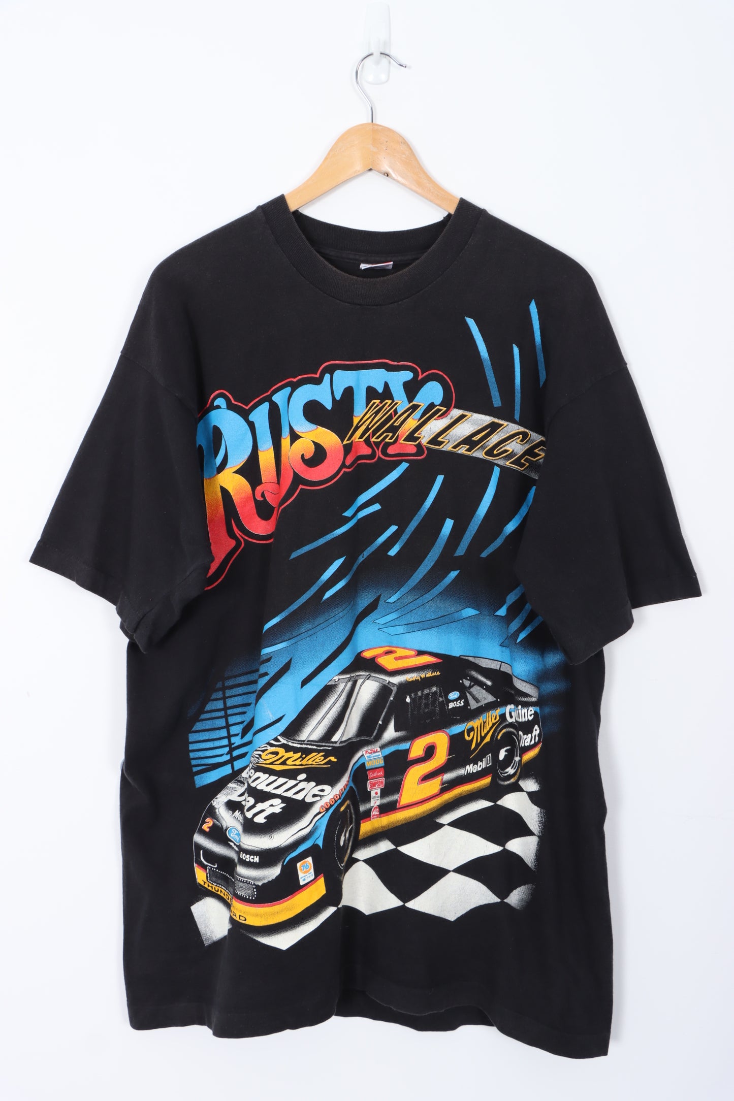 Rusty Wallace #2 Nascar Racing Kickin' Asphalt T-Shirt USA Made (XL)