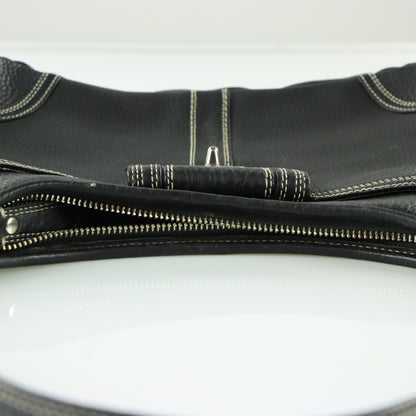 COACH Hamilton Black Pebble Leather Turn-Lock Hobo Bag F13956