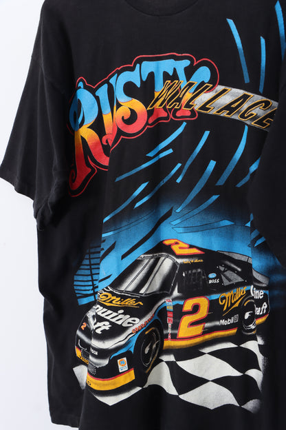 Rusty Wallace #2 Nascar Racing Kickin' Asphalt T-Shirt USA Made (XL)