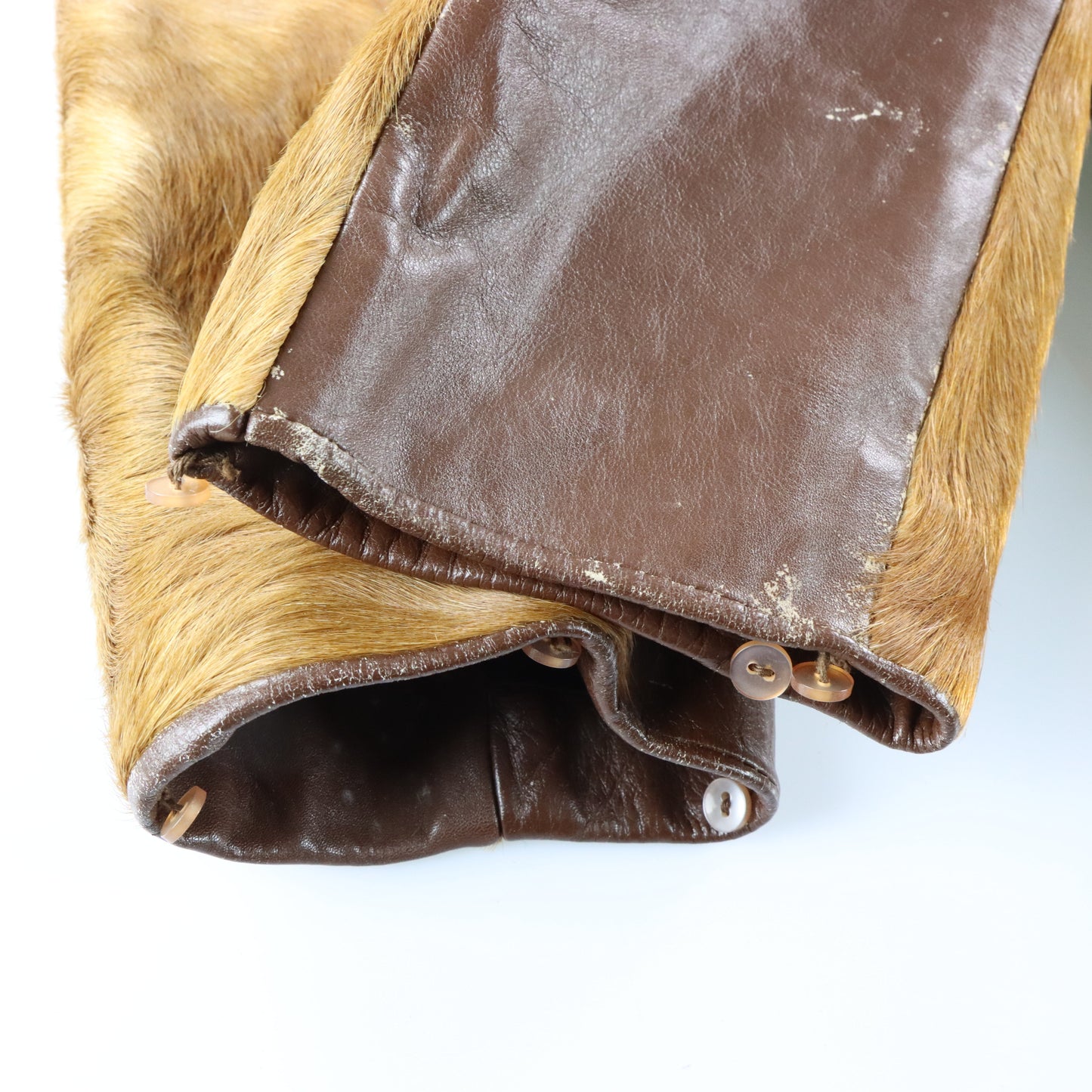 Vintage Light Brown Pony Hair Leather Side Pleat Long Coat (M) ***COCO Vintage Sole Melbourne