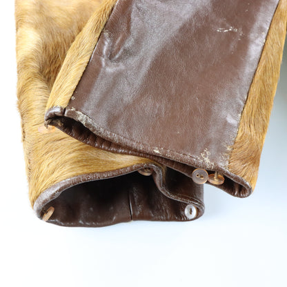 Vintage Light Brown Pony Hair Leather Side Pleat Long Coat (M) ***COCO Vintage Sole Melbourne