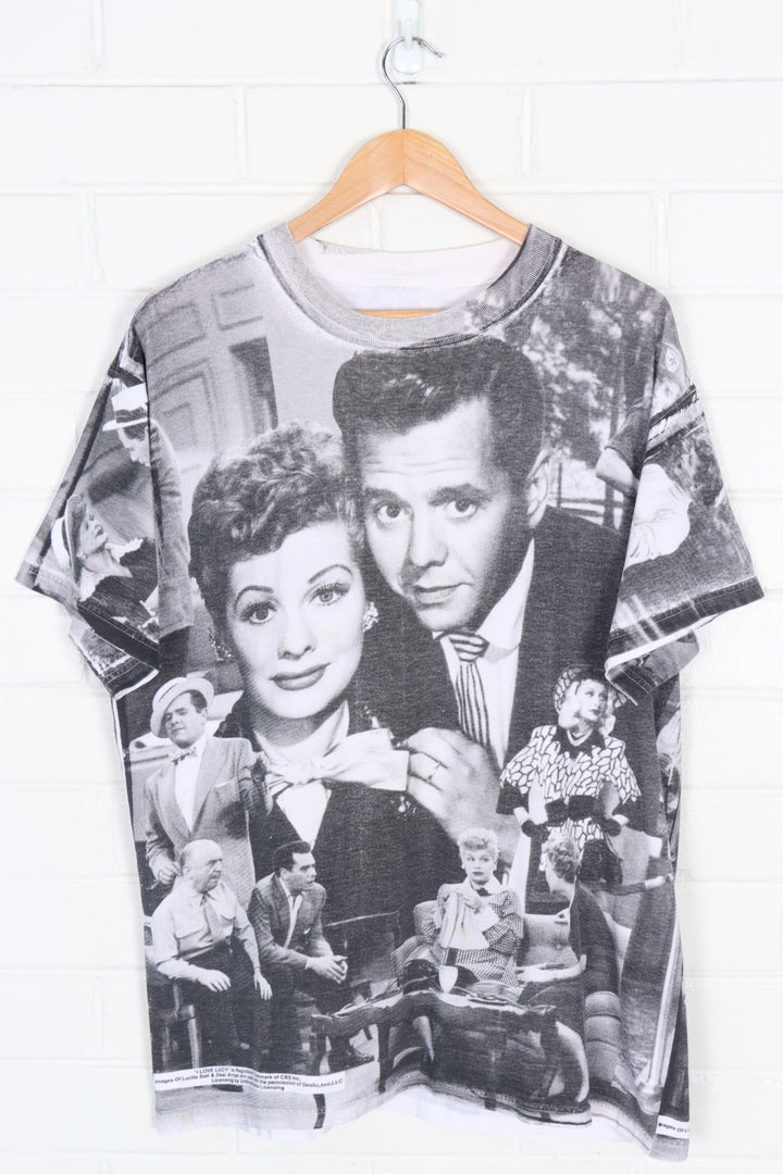 I Love Lucy Black & White Promo TV All Over T-Shirt (L)