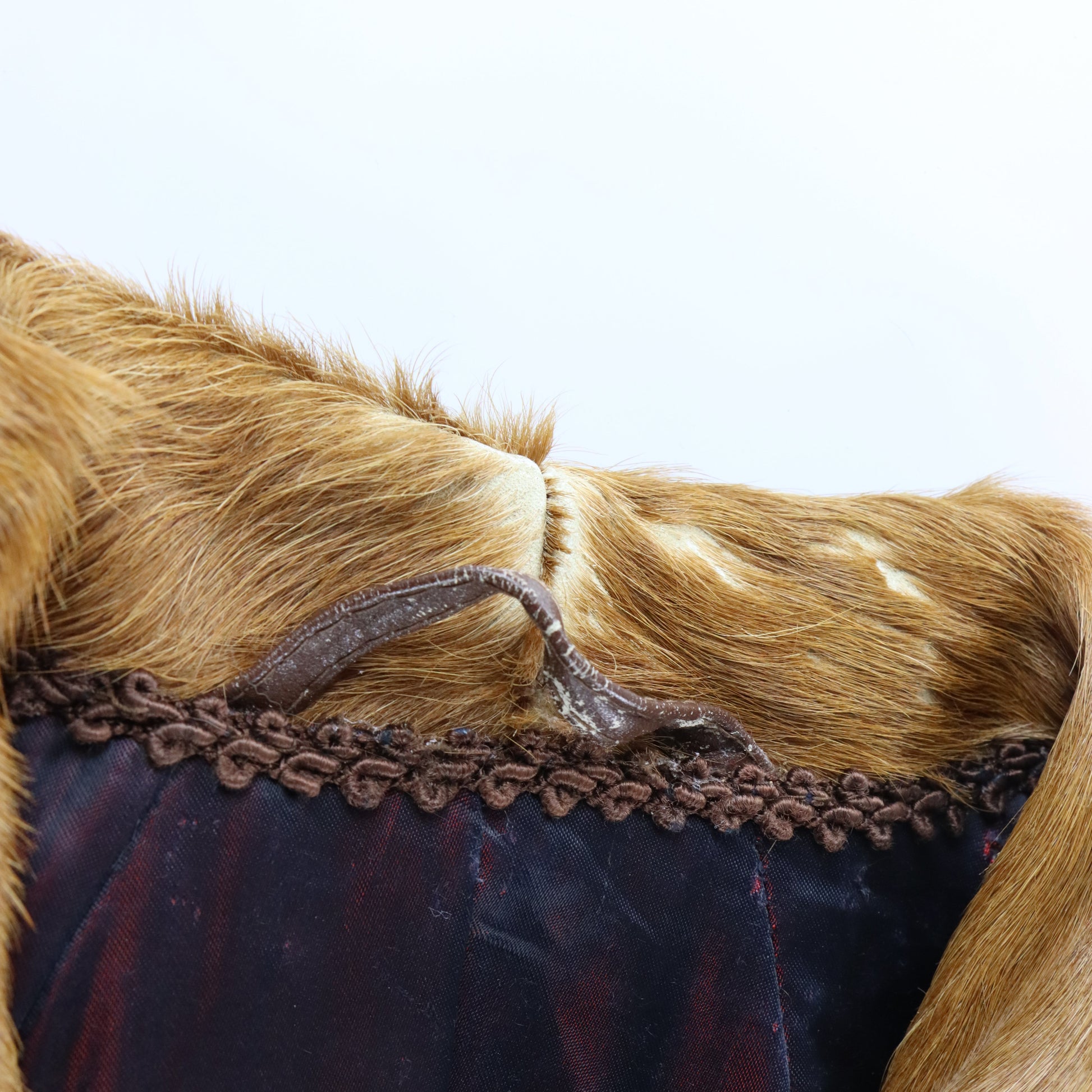 Vintage Light Brown Pony Hair Leather Side Pleat Long Coat (M) ***COCO Vintage Sole Melbourne