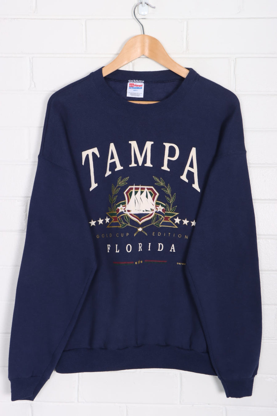 Tampa Florida 1992 Sailboat Puffy Print Sweatshirt (L)