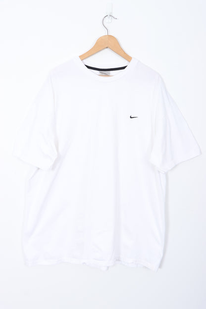 NIKE Embroidered Swoosh Logo White T-Shirt (XXXL)