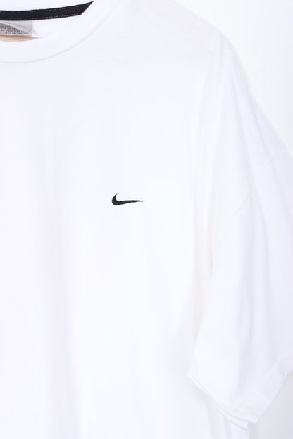 NIKE Embroidered Swoosh Logo White T-Shirt (XXXL)