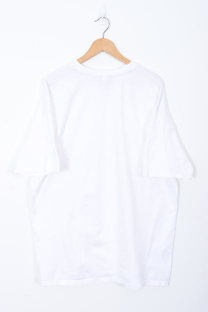 NIKE Embroidered Swoosh Logo White T-Shirt (XXXL)