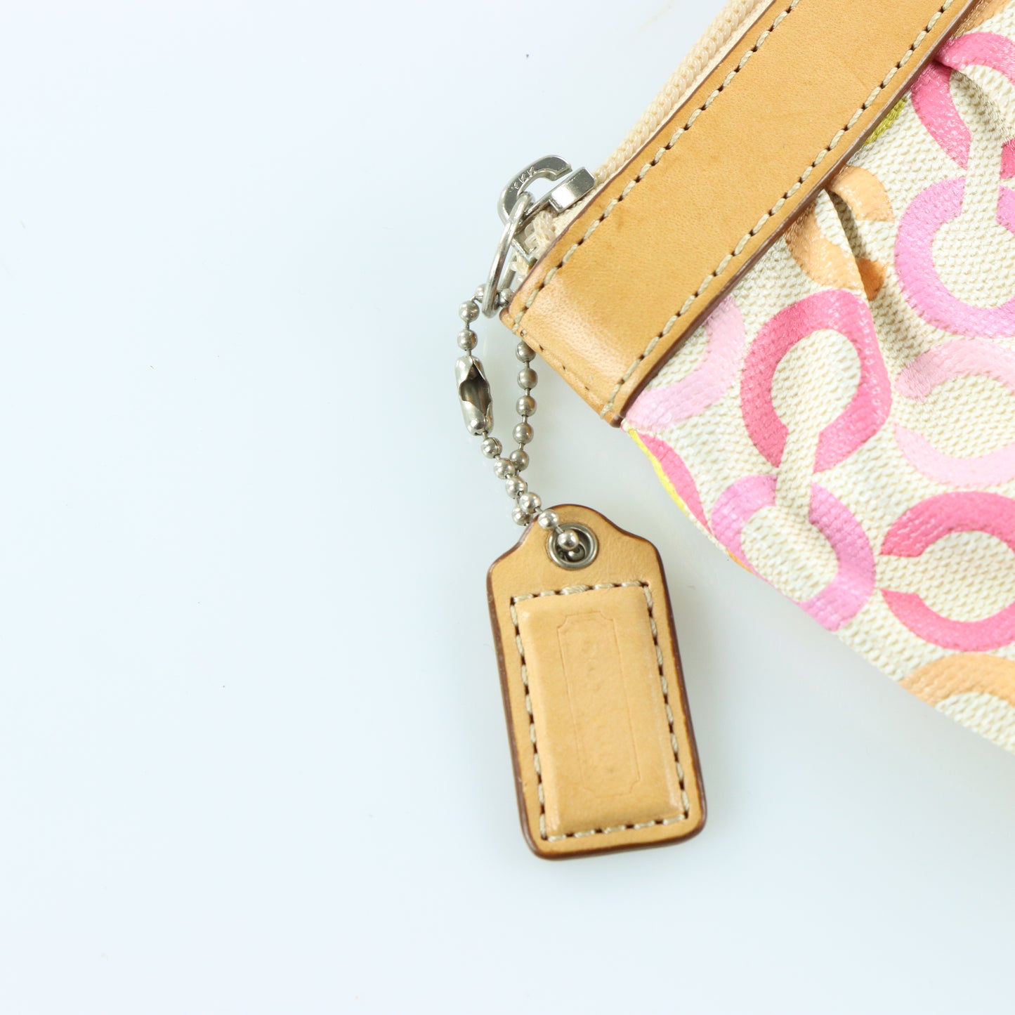 COACH Pink Multicoloured Signature C Wristlet Pouch Purse