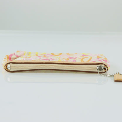 COACH Pink Multicoloured Signature C Wristlet Pouch Purse