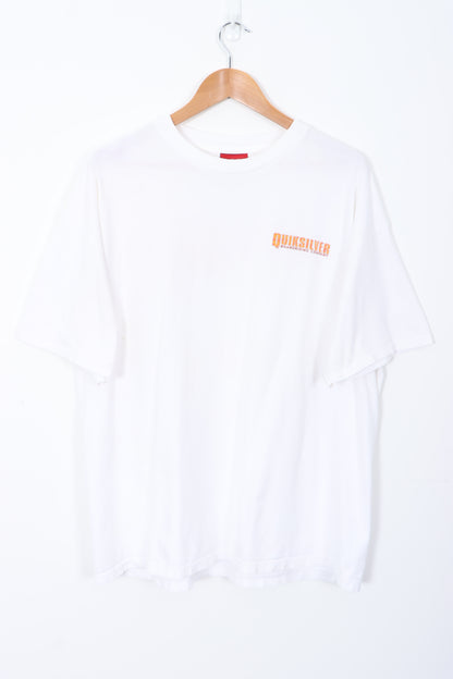 QUIKSILVER Boarding Company Front Back Spell Out Surf T-Shirt (XL)