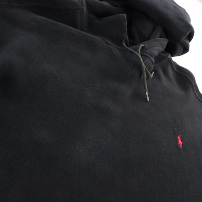 Vintage POLO RALPH LAUREN Black & Red Embroidered Pony Logo Knit Hoodie Sweatshirt USA Made (L) ***COCO Vintage Sole Melbourne