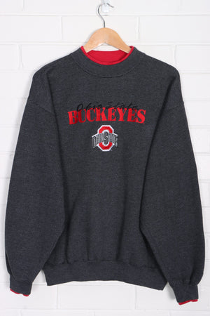 Ohio State Buckeyes Embroidered Double Collar Crew Neck Sweatshirt (M)