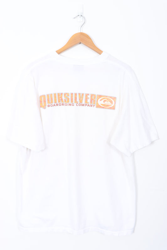 QUIKSILVER Boarding Company Front Back Spell Out Surf T-Shirt (XL)