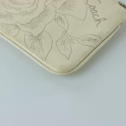 COACH Cream & Silver Rose Outline Wristlet