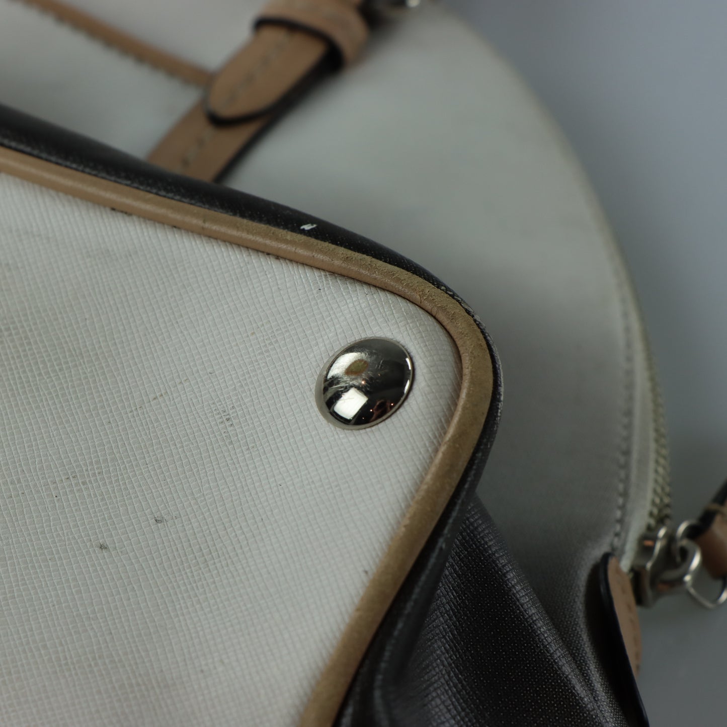 COACH 'Peyton Cora' Domed Black & White Ombre Leather Handbag