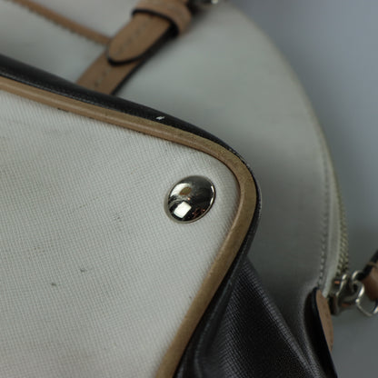 COACH 'Peyton Cora' Domed Black & White Ombre Leather Handbag