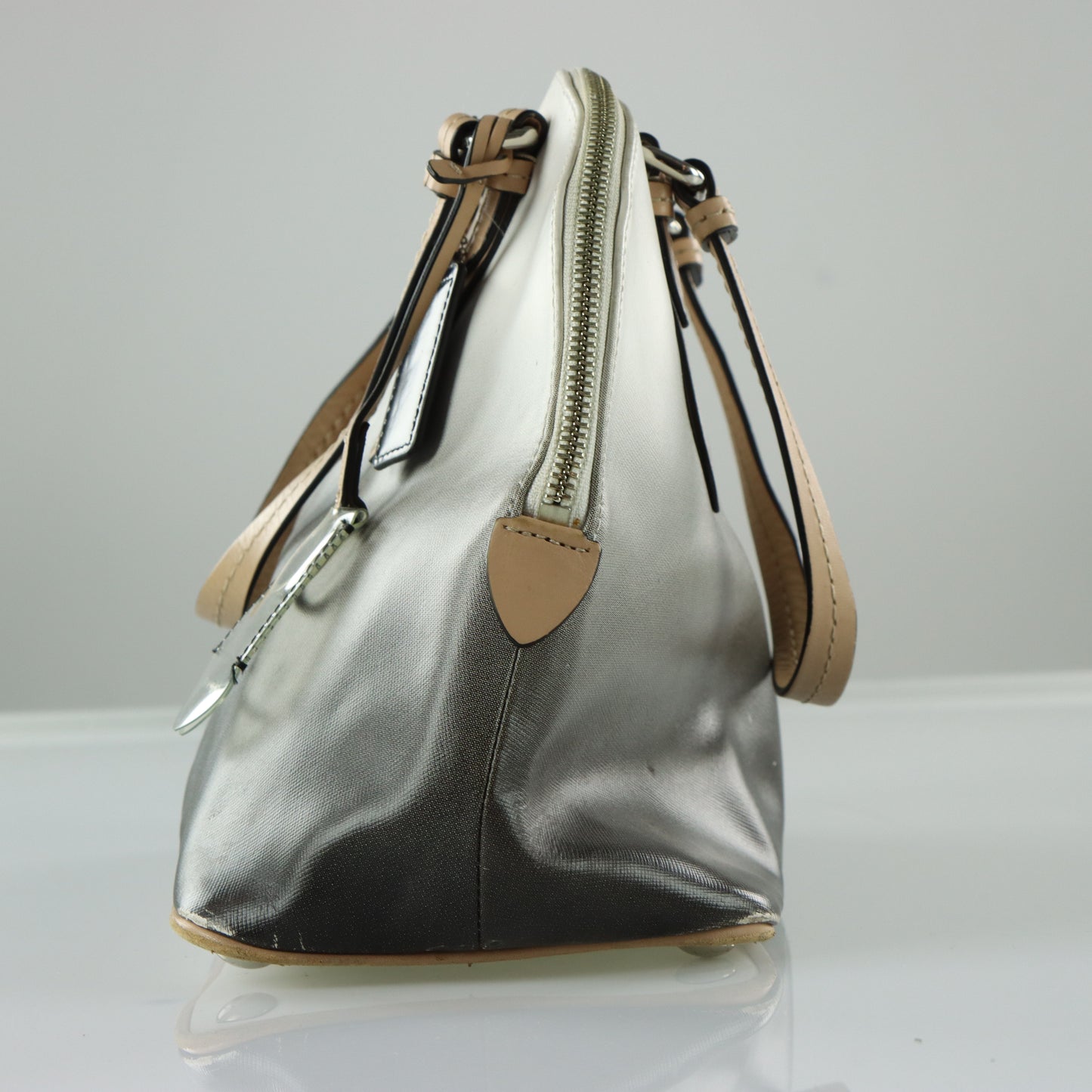 COACH 'Peyton Cora' Domed Black & White Ombre Leather Handbag