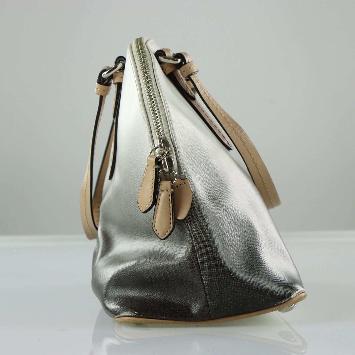 COACH 'Peyton Cora' Domed Black & White Ombre Leather Handbag