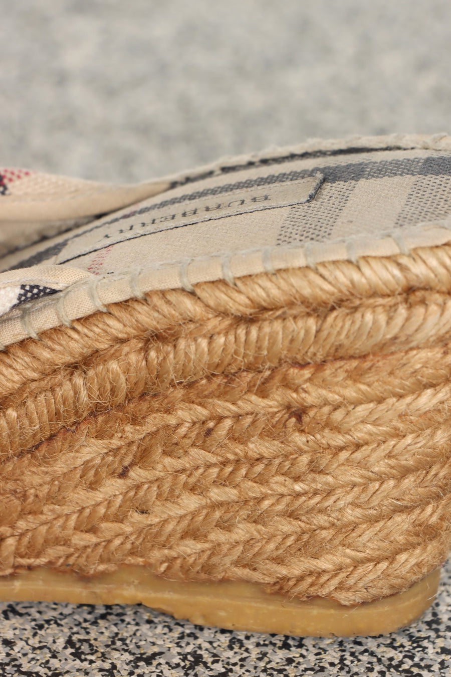 BURBERRY Nova Check Plaid Wedge Espadrilles Sandals (38)