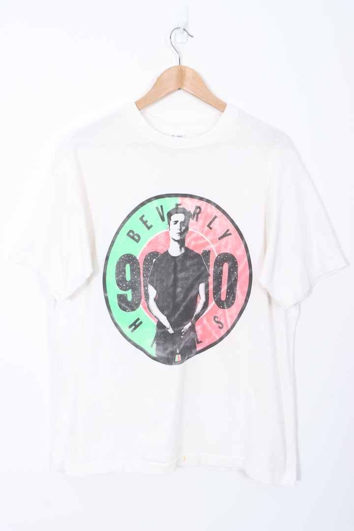 Beverly Hills 90210 Fluoro Green & Pink Centre Graphic Print Tee (XL)