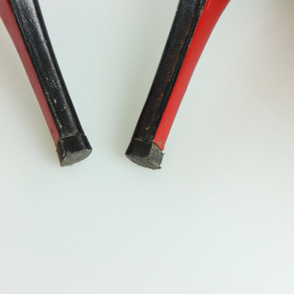 CHRISTIAN LOUBOUTIN Black Leather Bow Italian Made Peep Toe Stiletto Heels (37)