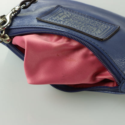 COACH Blue & Silver Patent Leather Wristlet