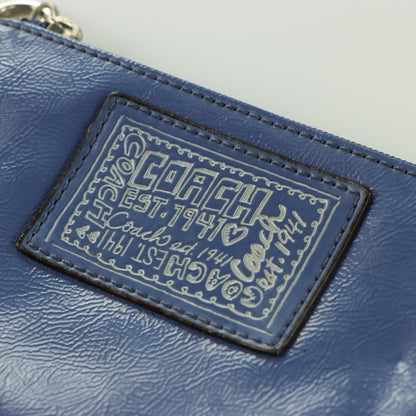 COACH Blue & Silver Patent Leather Wristlet