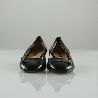 PRADA Black Patent Leather Low Wedges Loafer (40)