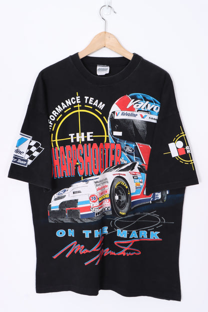NASCAR 1995 Mark Martin 'Sharp Shooter' All Over T-Shirt USA Made (L)