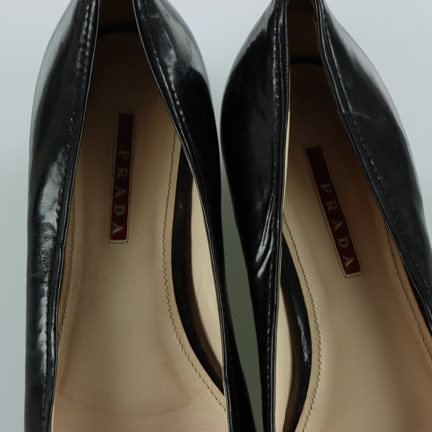 PRADA Black Patent Leather Low Wedges Loafer (40)