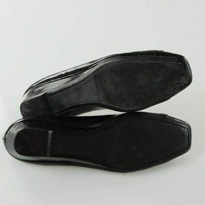 PRADA Black Patent Leather Low Wedges Loafer (40)