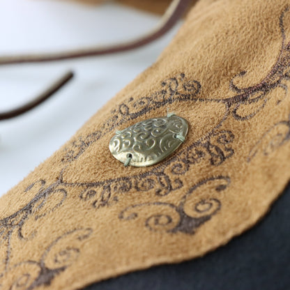 Vintage KANJI JEANS Embroidered Faux Suede & Medallion Detail Full Zip Hoodie Sweatshirt (L) ***COCO Vintage Sole Melbourne