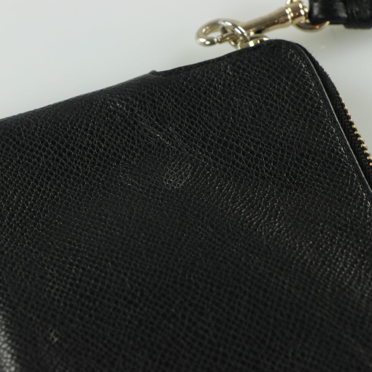 COACH Black Crinkle Leather Zip Up Wristlet Purse