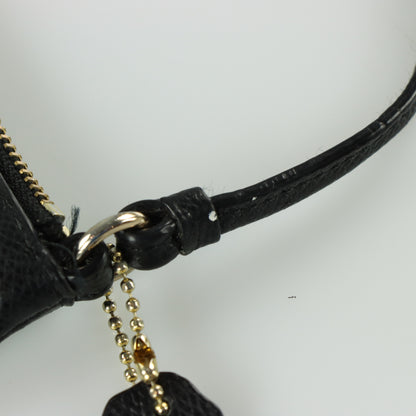 COACH Black Crinkle Leather Zip Up Wristlet Purse