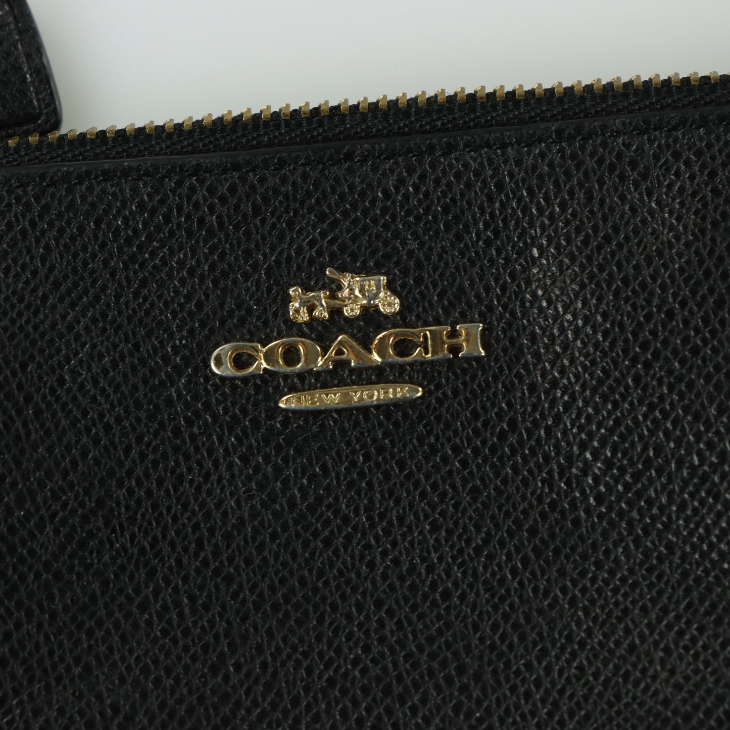 COACH Black Crinkle Leather Zip Up Wristlet Purse