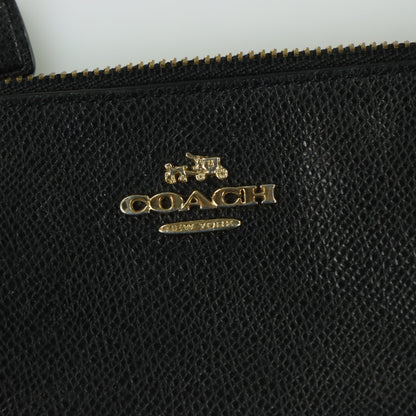 COACH Black Crinkle Leather Zip Up Wristlet Purse