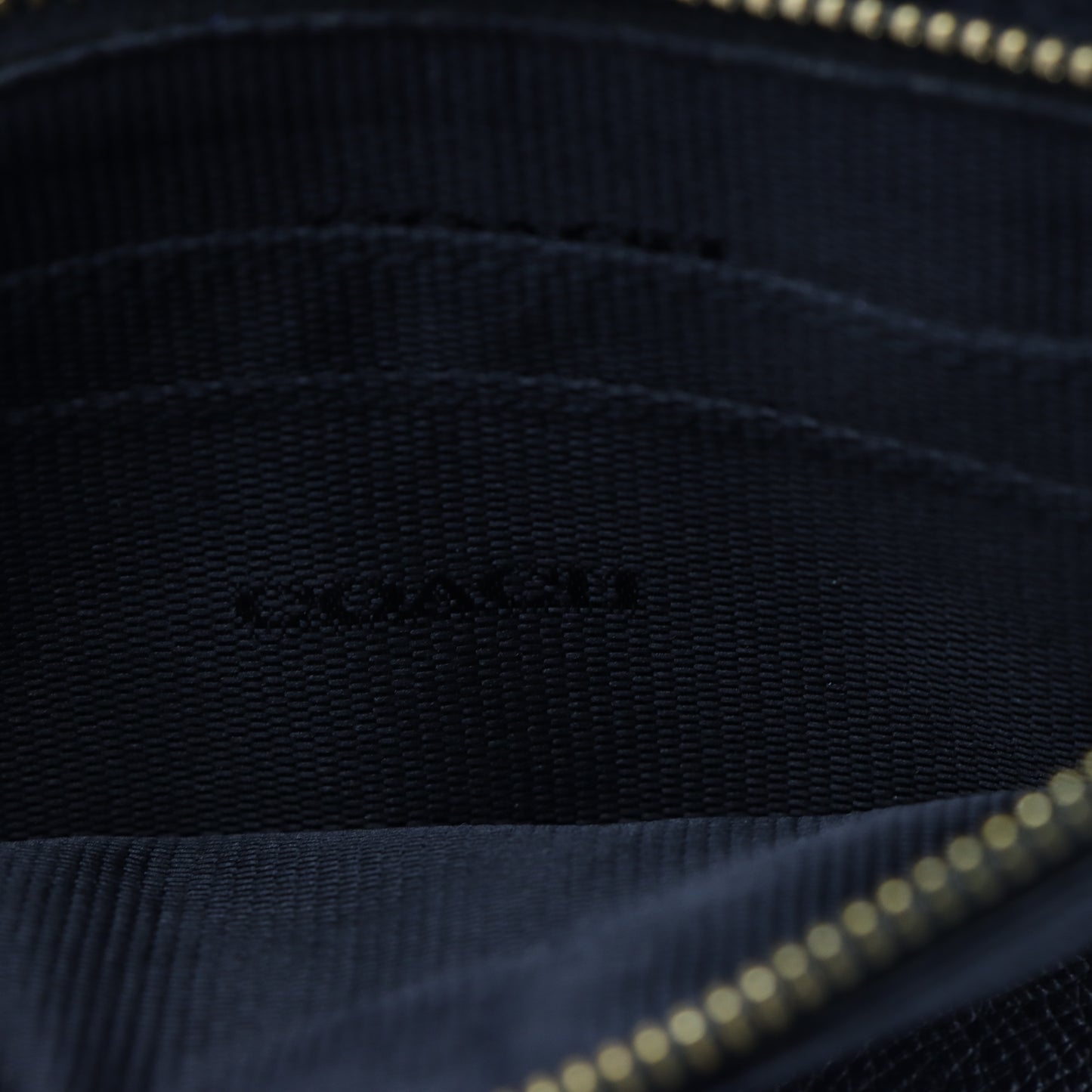 COACH Black Crinkle Leather Zip Up Wristlet Purse