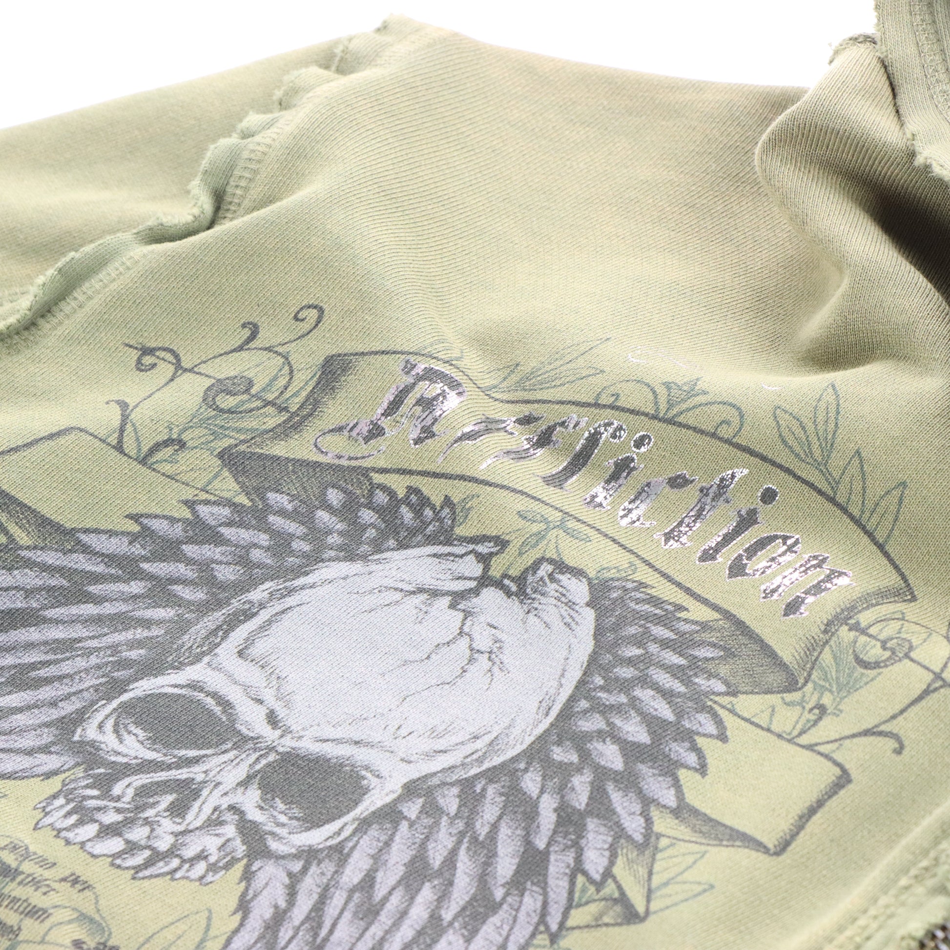 Vintage AFFLICTION Y2K Green Distressed Hoodie Sweatshirt *Aubs Vintage Sole Melbourne