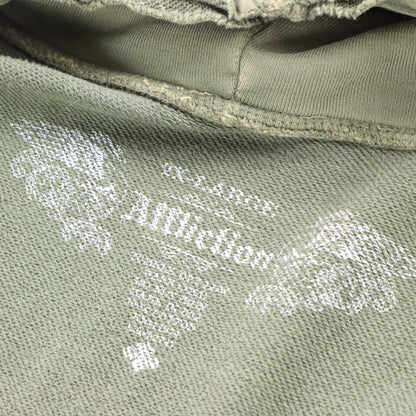 Vintage AFFLICTION Y2K Green Distressed Hoodie Sweatshirt *Aubs Vintage Sole Melbourne