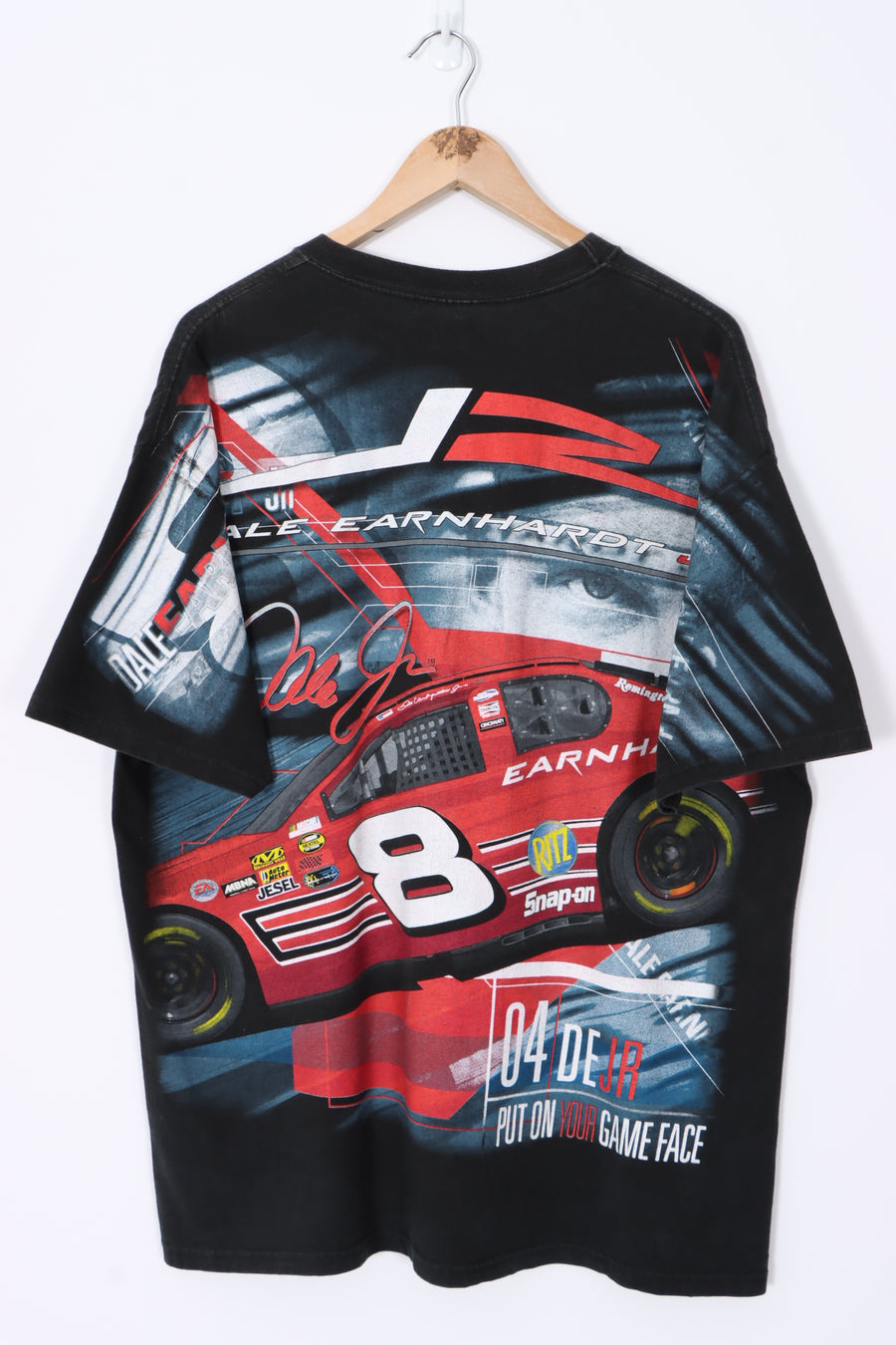 NASCAR Dale Earnhardt Jr 2004 "Game Face" All Over T-Shirt (L)