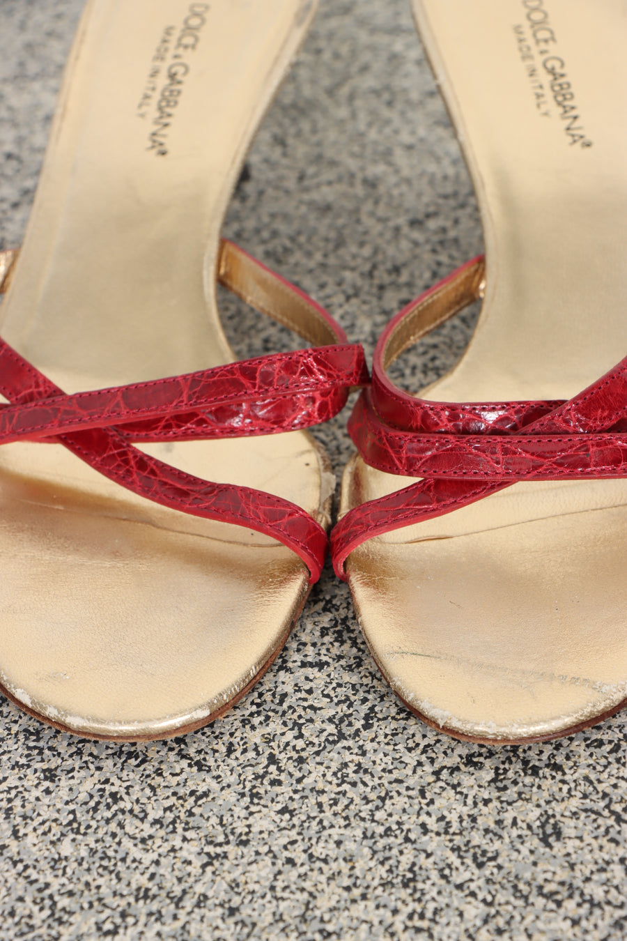 DOLCE & GABBANA Red Strappy Kitten Heel Sandals (38.5)