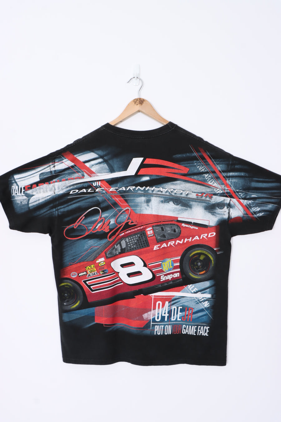 NASCAR Dale Earnhardt Jr 2004 "Game Face" All Over T-Shirt (L)