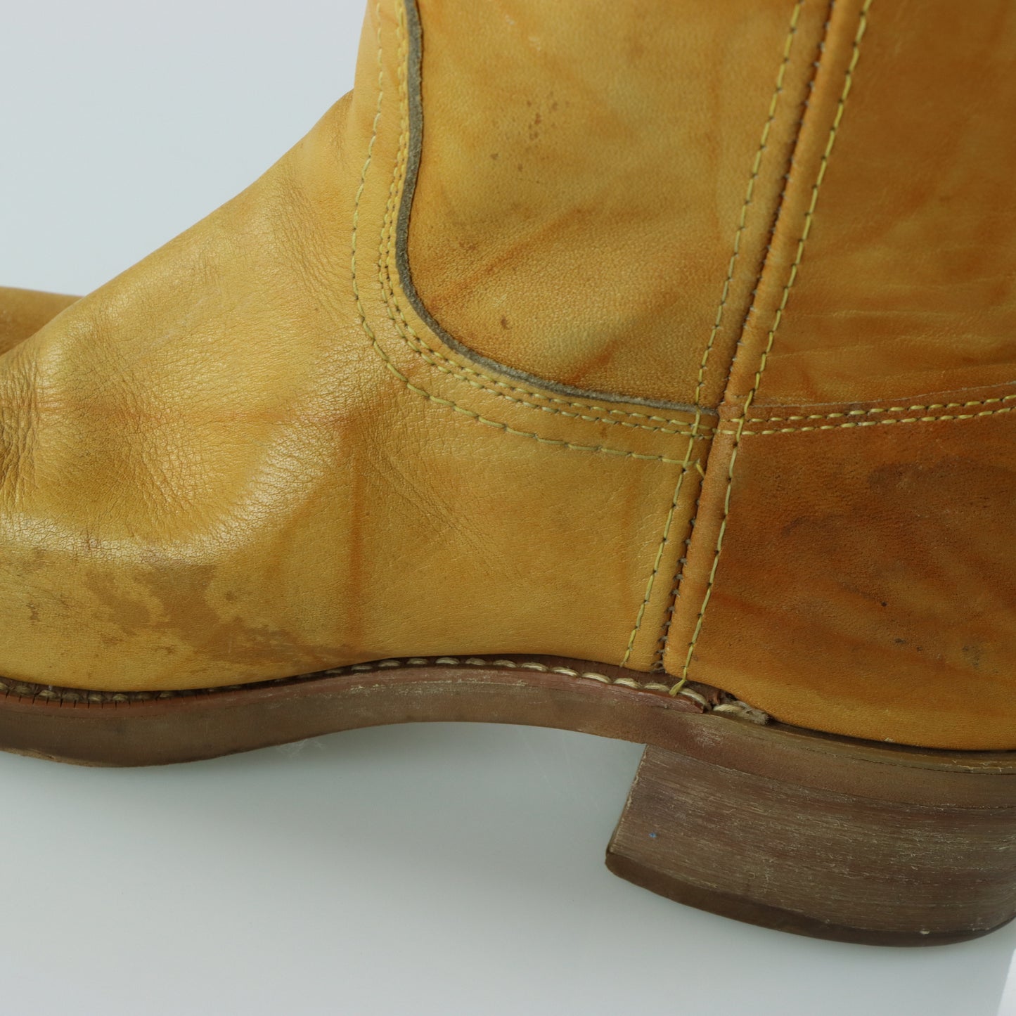 BILTRITE 'Frye Style' Yellow Square Toe Campus Boots (12)