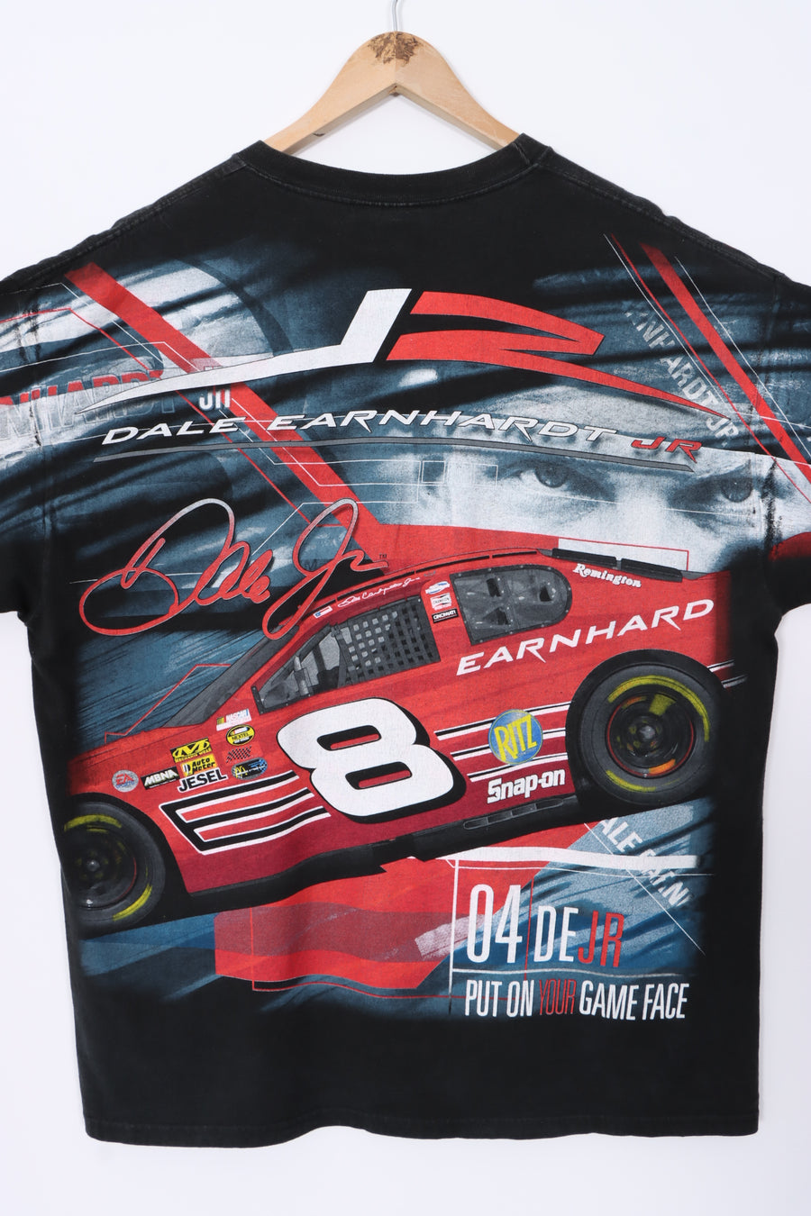 NASCAR Dale Earnhardt Jr 2004 "Game Face" All Over T-Shirt (L)