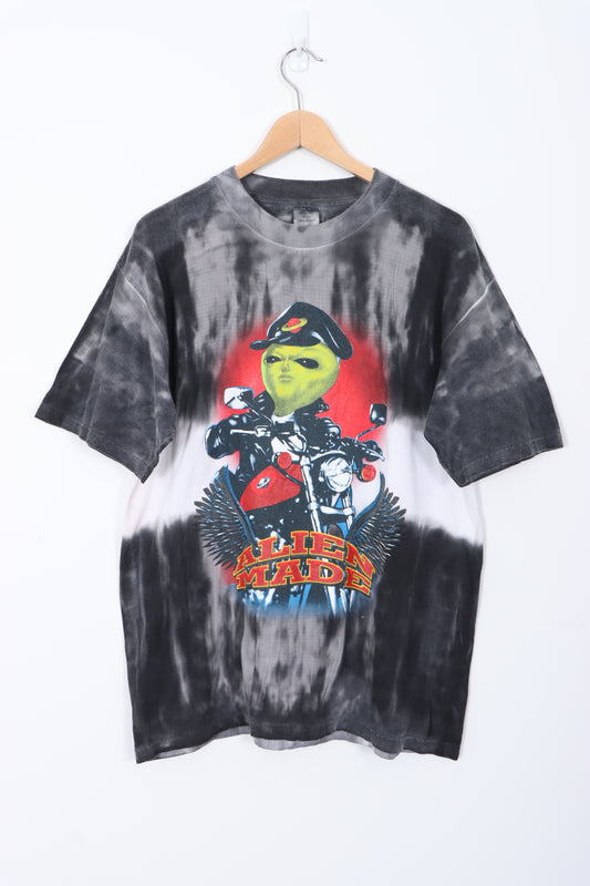 Tie Dye 'Alien Made' Graphic Print T-Shirt (L)